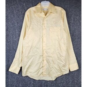 Geoffrey Beene Dress Shirt Mens M 15.5 34/35 Sateen Yellow Button-Down EUC